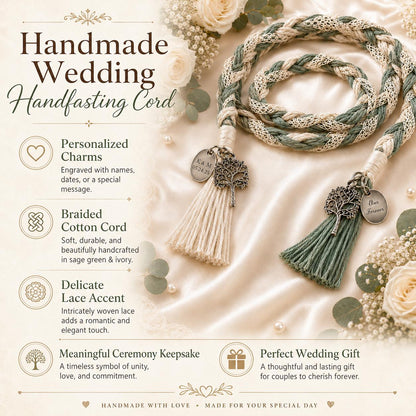 Personalized Woven Handfasting Cord, Celtic Wedding Unity Rope, Tie The Knot Ceremony Keepsake – handmade design detail