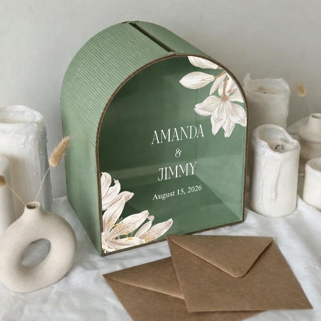 Dark green personalized wedding mailbox