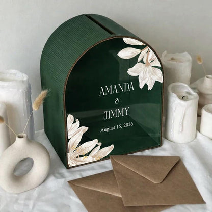 Ivory personalized wedding mailbox card holder