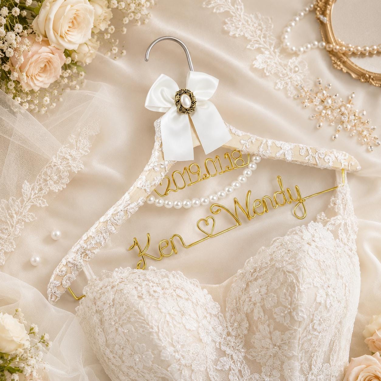 Personalized Bridal Hanger with Wire Name - BOYOGO personalized gift main image