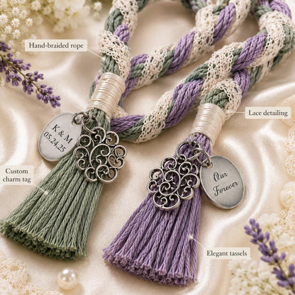 Personalized Woven Handfasting Cord, Celtic Wedding Unity Rope, Tie The Knot Ceremony Keepsake – material and finish detail