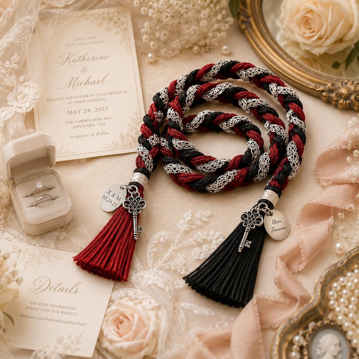 Personalized Woven Handfasting Cord, Celtic Wedding Unity Rope, Tie The Knot Ceremony Keepsake