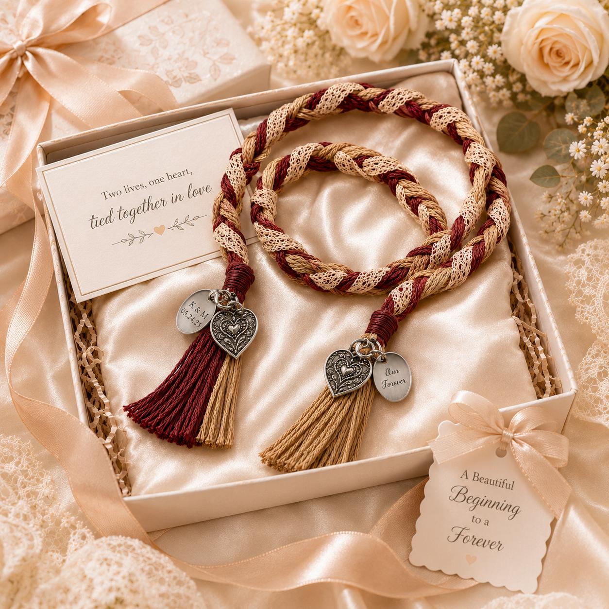Personalized Woven Handfasting Cord, Celtic Wedding Unity Rope, Tie The Knot Ceremony Keepsake