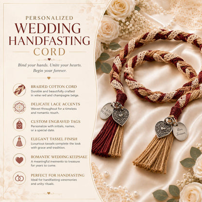 Personalized Woven Handfasting Cord, Celtic Wedding Unity Rope, Tie The Knot Ceremony Keepsake – handmade design detail