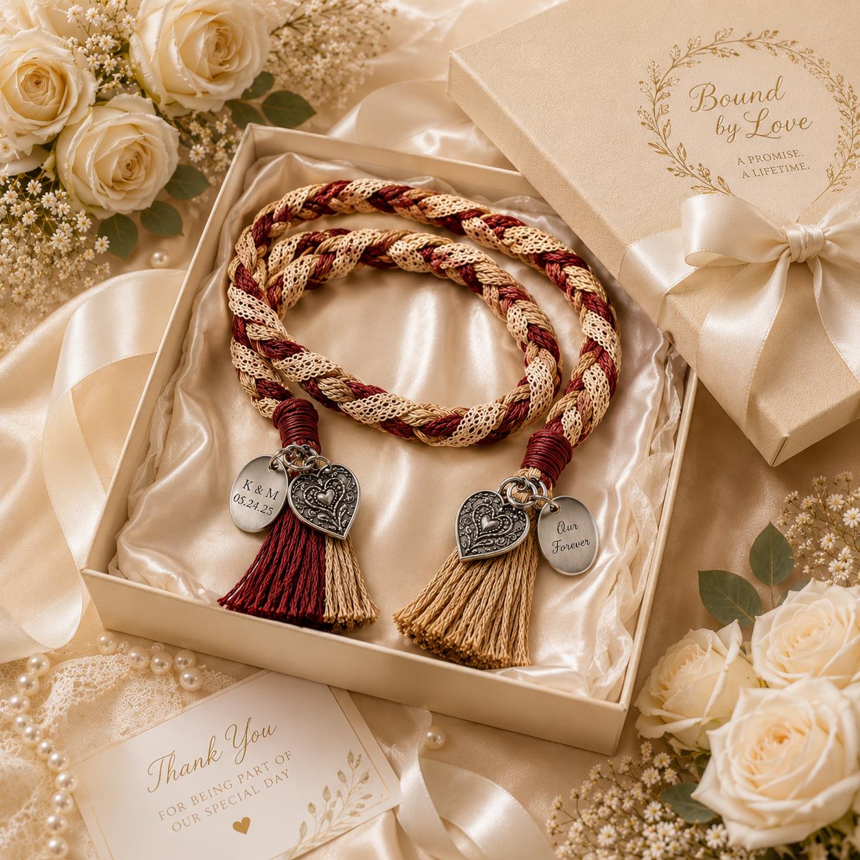 Personalized Woven Handfasting Cord, Celtic Wedding Unity Rope, Tie The Knot Ceremony Keepsake