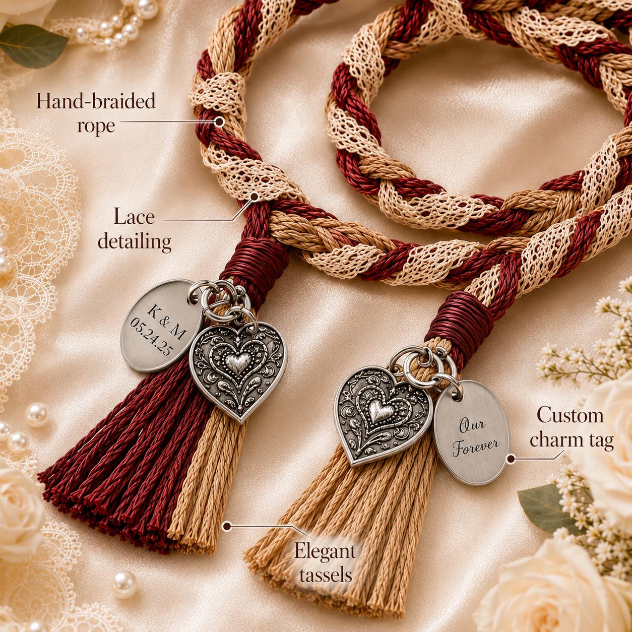 Personalized Woven Handfasting Cord, Celtic Wedding Unity Rope, Tie The Knot Ceremony Keepsake