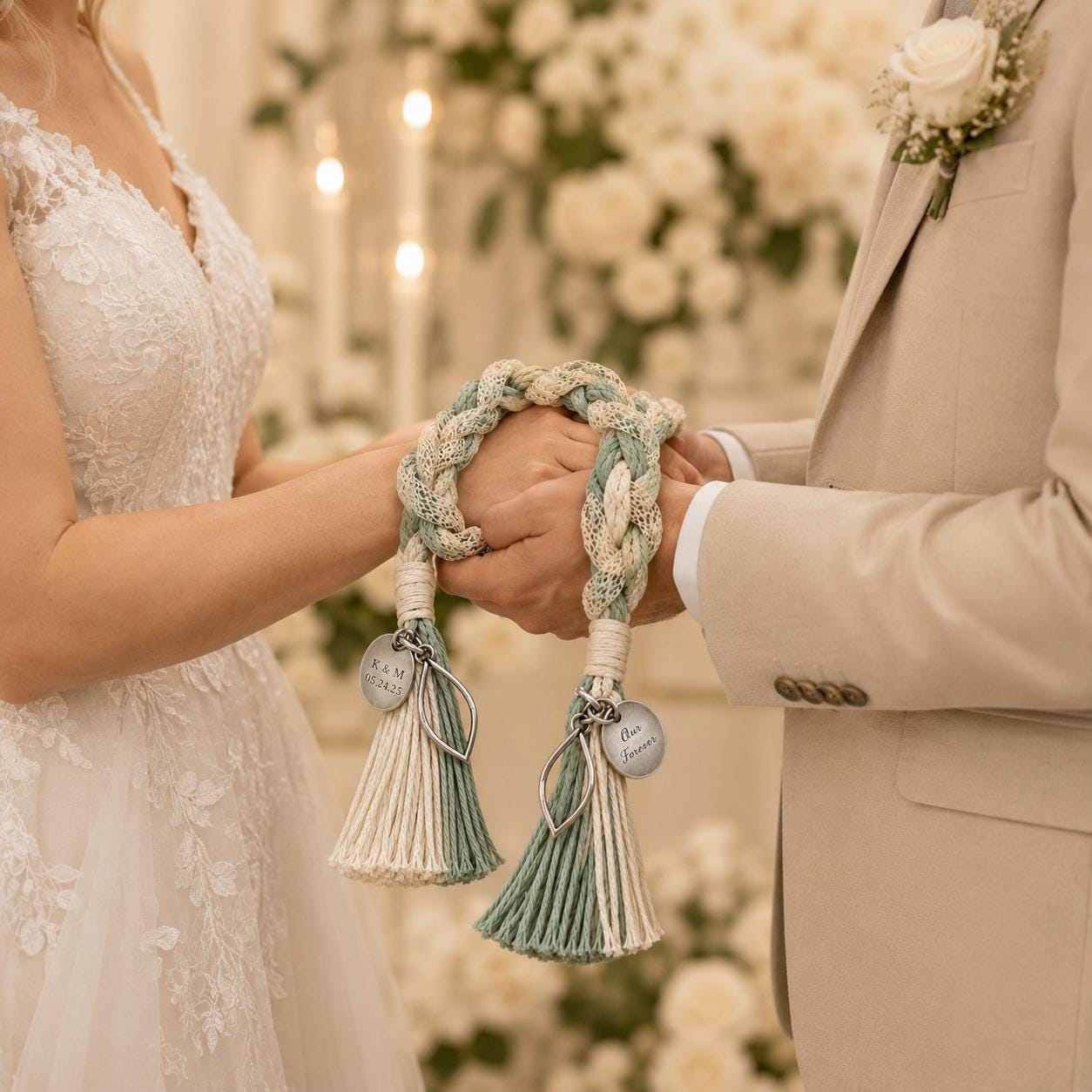 Personalized Woven Handfasting Cord, Celtic Wedding Unity Rope, Tie The Knot Ceremony Keepsake
