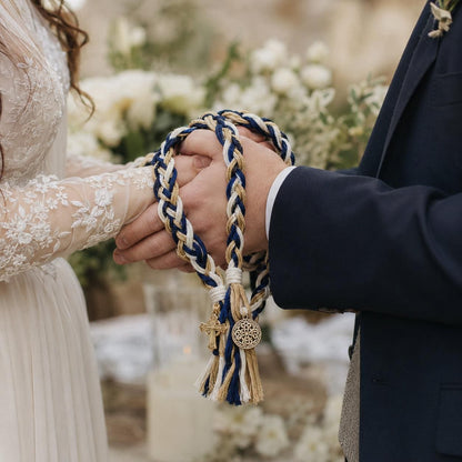 Personalized Woven Handfasting Cord, Celtic Wedding Unity Rope, Tie The Knot Ceremony Keepsake – close-up product detail