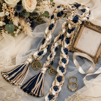 Personalized Wedding Handfasting Cord, Tree of Life Charms, Unity Ceremony Keepsake – alternate product view