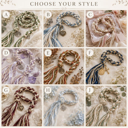 Personalized Wedding Handfasting Cord, Tree of Life Charms, Unity Ceremony Keepsake – handmade design detail