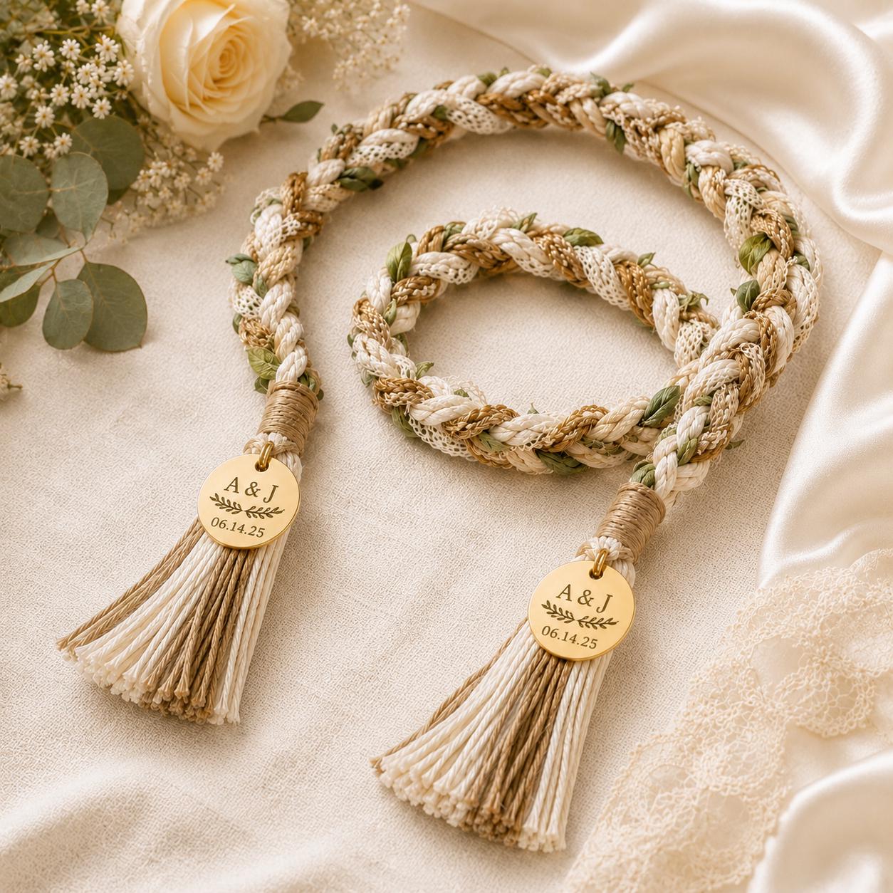 Personalized Woven Handfasting Cord, Celtic Wedding Unity Rope, Tie The Knot Ceremony Keepsake