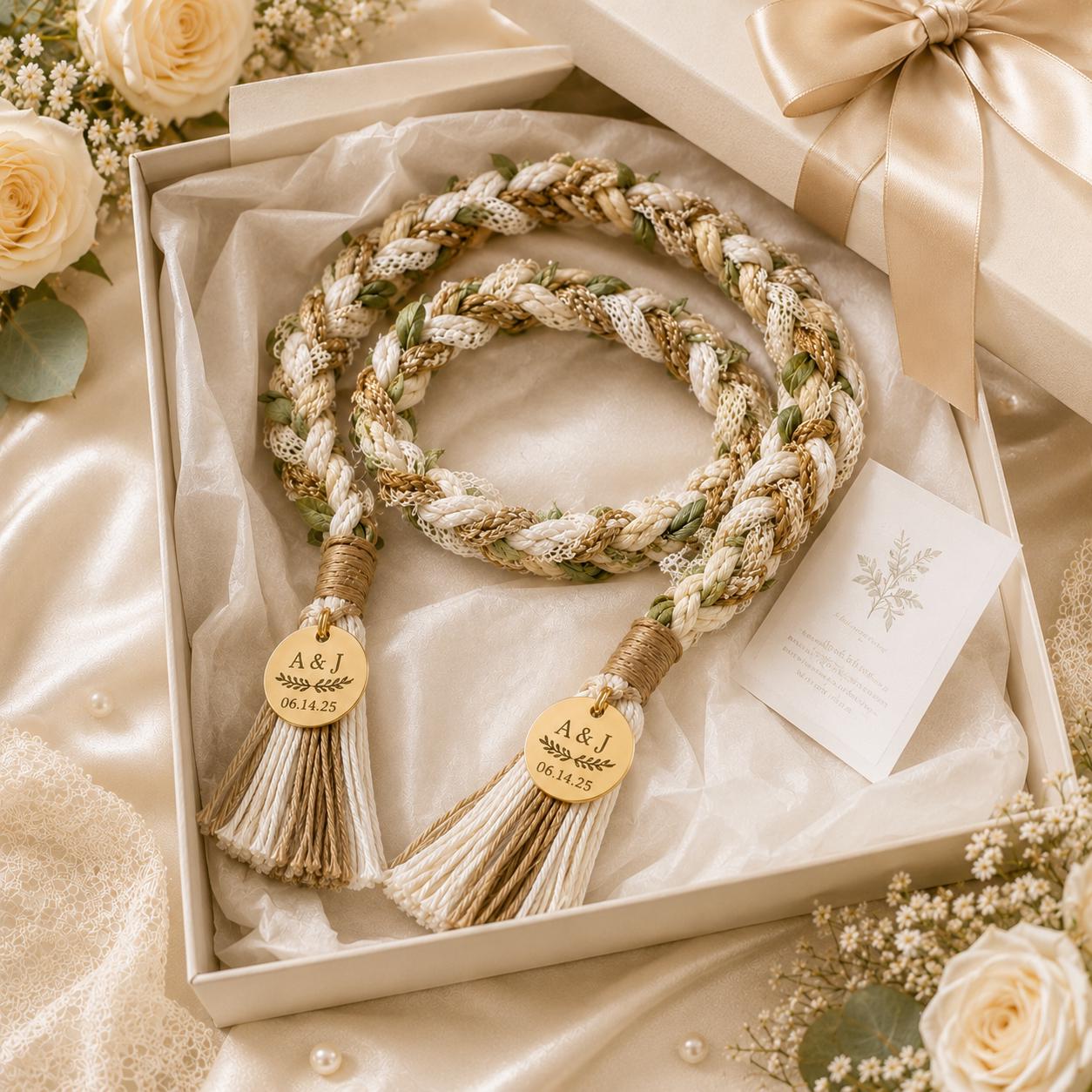 Personalized Woven Handfasting Cord, Celtic Wedding Unity Rope, Tie The Knot Ceremony Keepsake