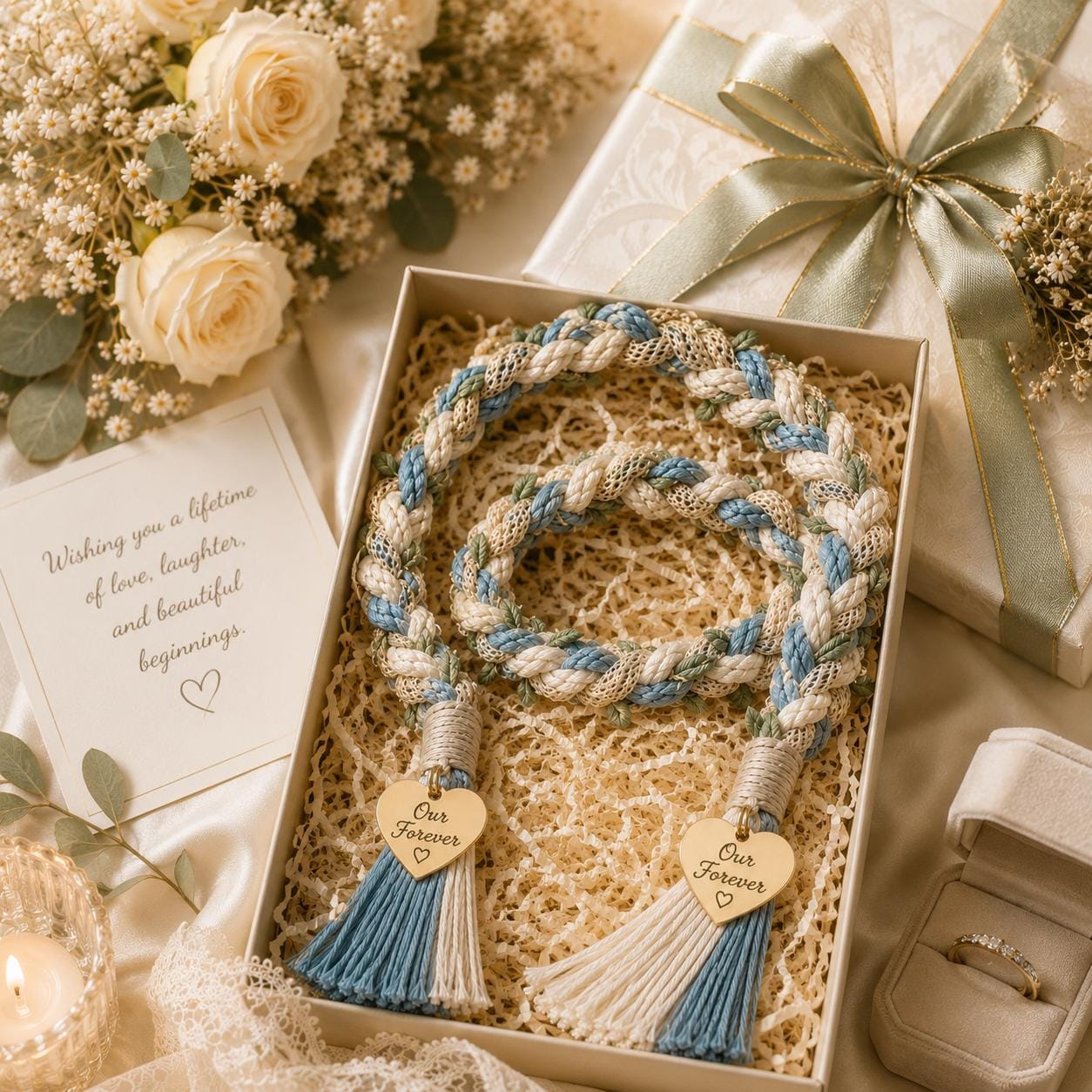 Personalized Woven Handfasting Cord, Celtic Wedding Unity Rope, Tie The Knot Ceremony Keepsake