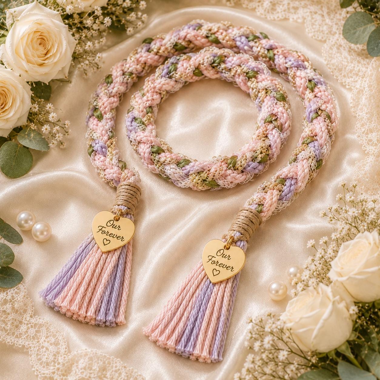 Personalized Woven Handfasting Cord, Celtic Wedding Unity Rope, Tie The Knot Ceremony Keepsake