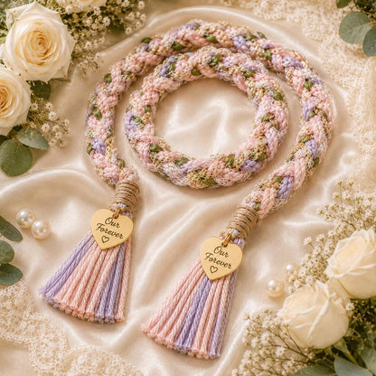 Personalized Woven Handfasting Cord, Celtic Wedding Unity Rope, Tie The Knot Ceremony Keepsake – personalization and design detail