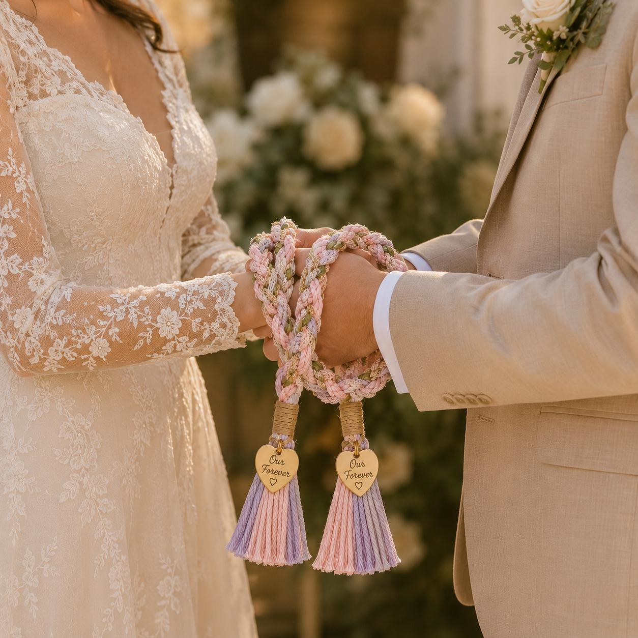 Personalized Woven Handfasting Cord, Celtic Wedding Unity Rope, Tie The Knot Ceremony Keepsake