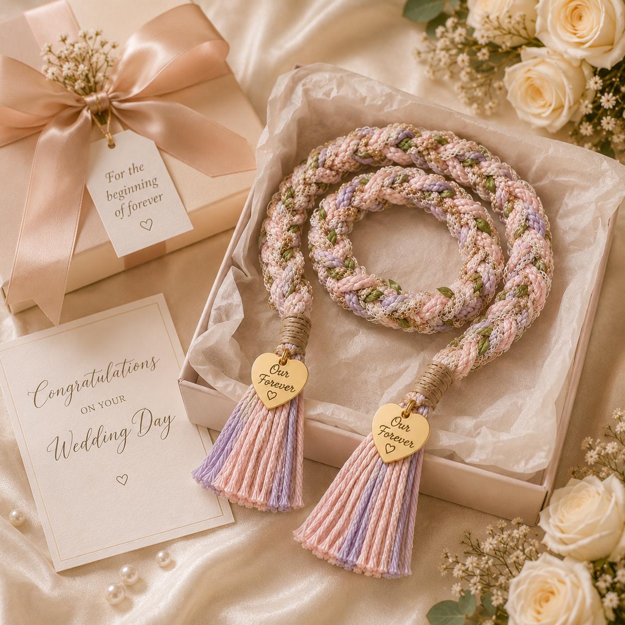 Personalized Woven Handfasting Cord, Celtic Wedding Unity Rope, Tie The Knot Ceremony Keepsake