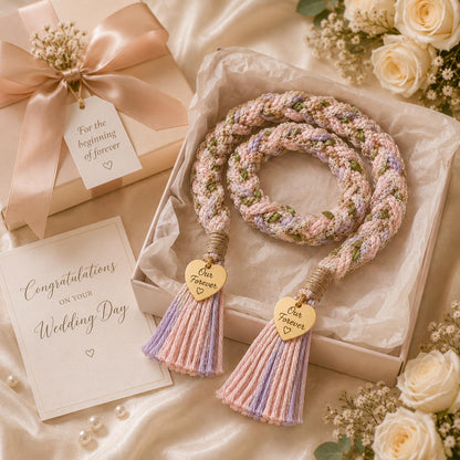 Personalized Woven Handfasting Cord, Celtic Wedding Unity Rope, Tie The Knot Ceremony Keepsake – material and finish detail