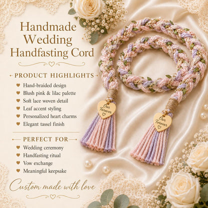 Personalized Woven Handfasting Cord, Celtic Wedding Unity Rope, Tie The Knot Ceremony Keepsake – handmade design detail
