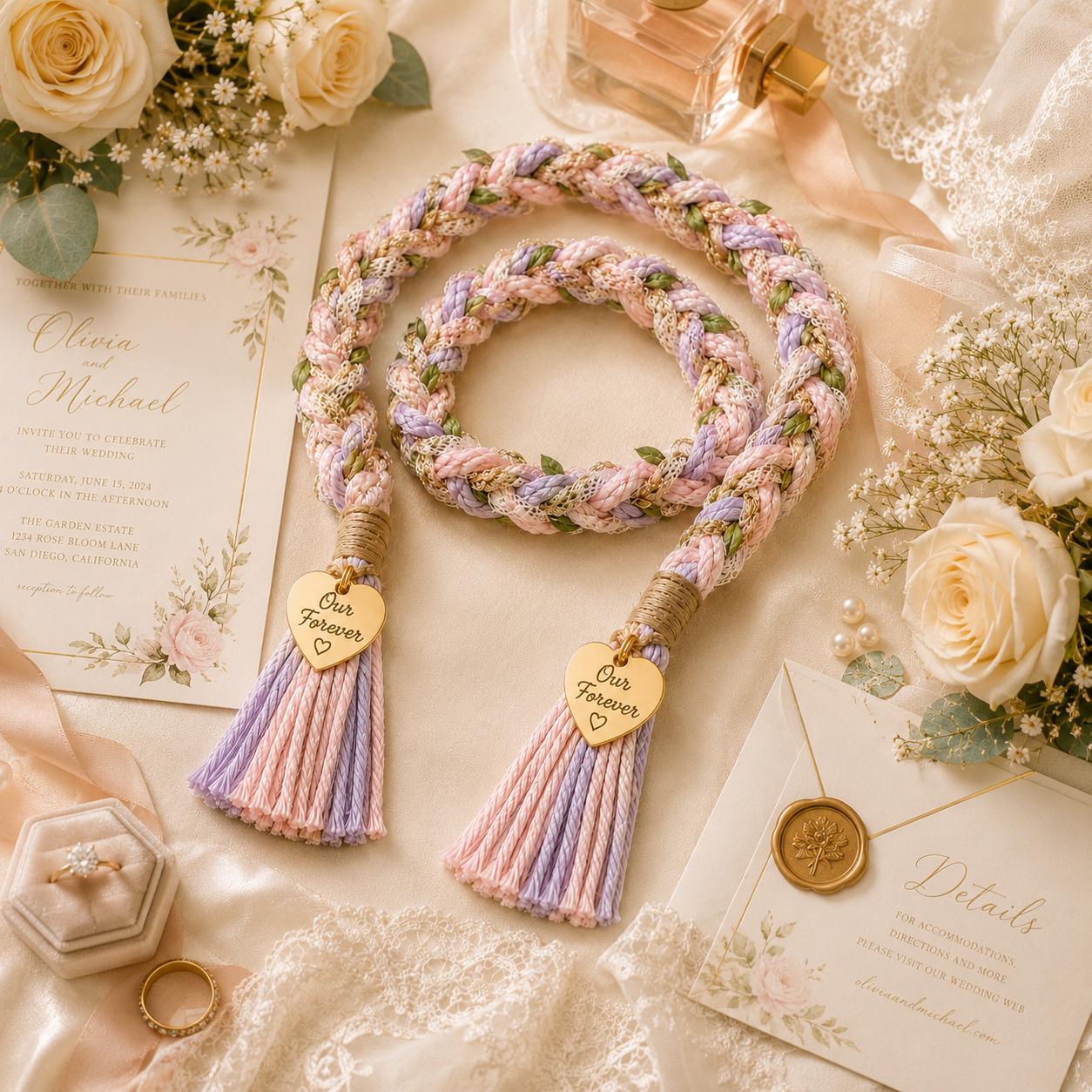 Personalized Woven Handfasting Cord, Celtic Wedding Unity Rope, Tie The Knot Ceremony Keepsake