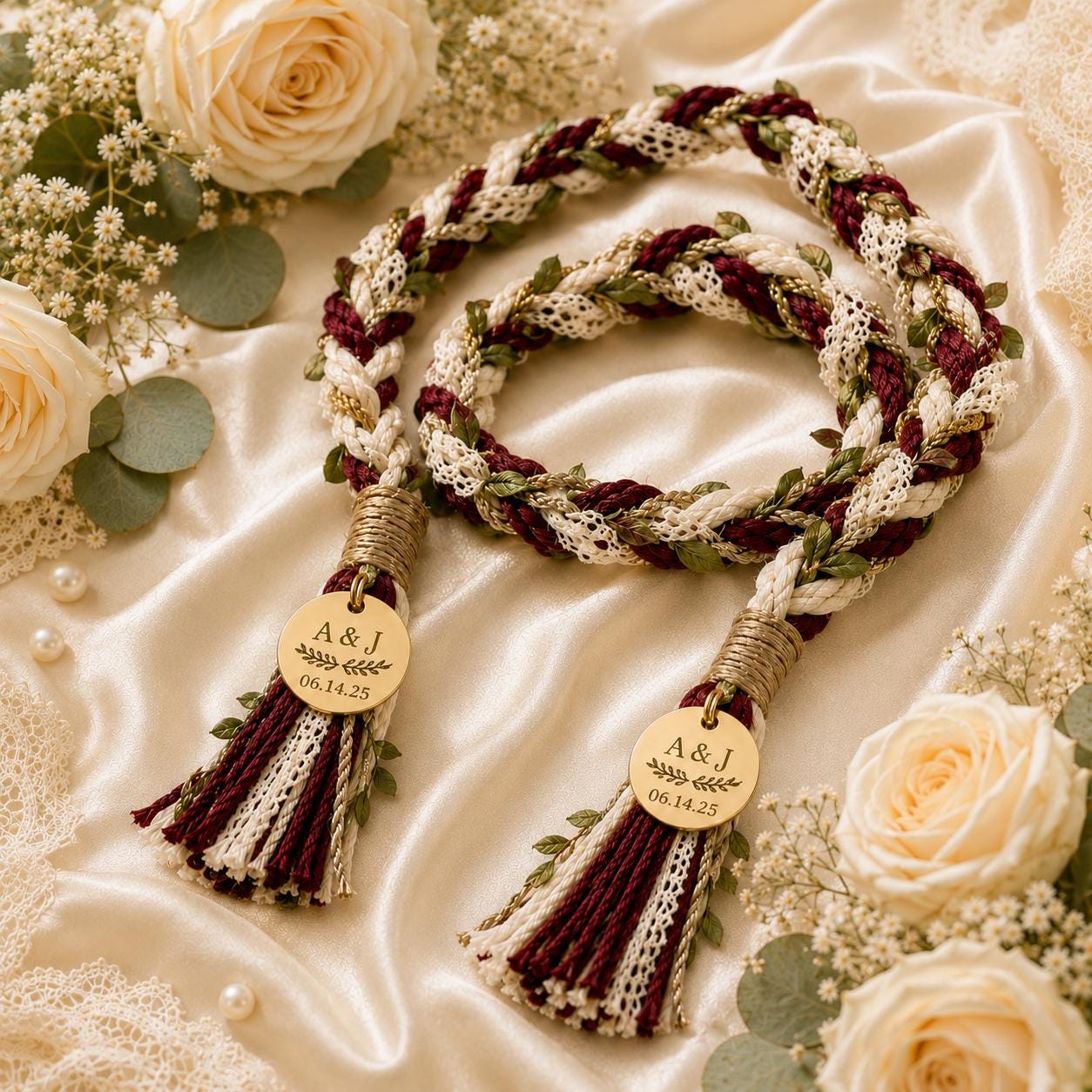 Personalized Woven Handfasting Cord, Celtic Wedding Unity Rope, Tie The Knot Ceremony Keepsake