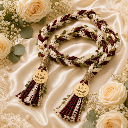Personalized Woven Handfasting Cord, Celtic Wedding Unity Rope, Tie The Knot Ceremony Keepsake – alternate product view