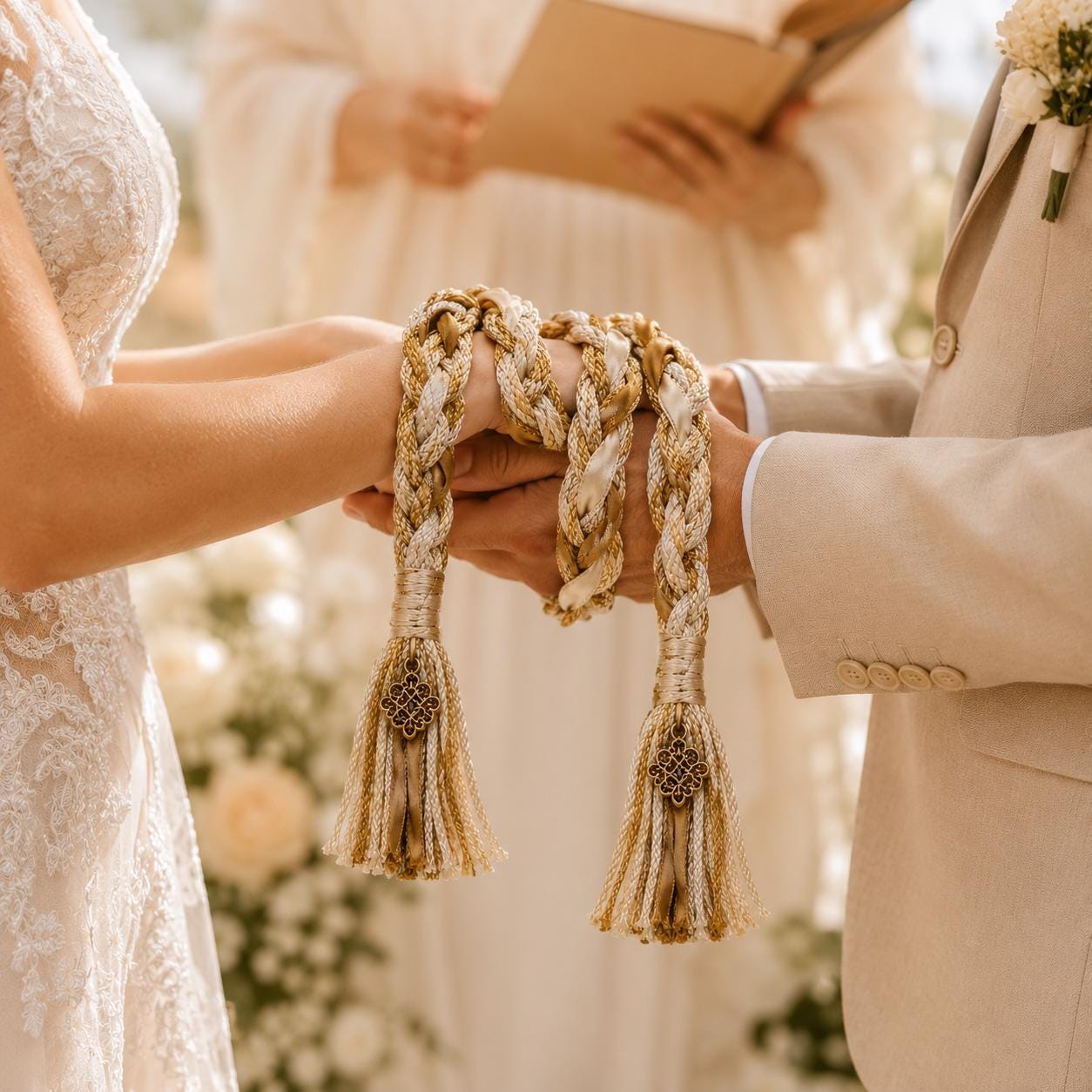 Personalized Woven Handfasting Cord, Celtic Wedding Unity Rope, Tie The Knot Ceremony Keepsake