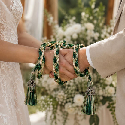 Personalized Woven Handfasting Cord, Celtic Wedding Unity Rope, Tie The Knot Ceremony Keepsake – close-up product detail