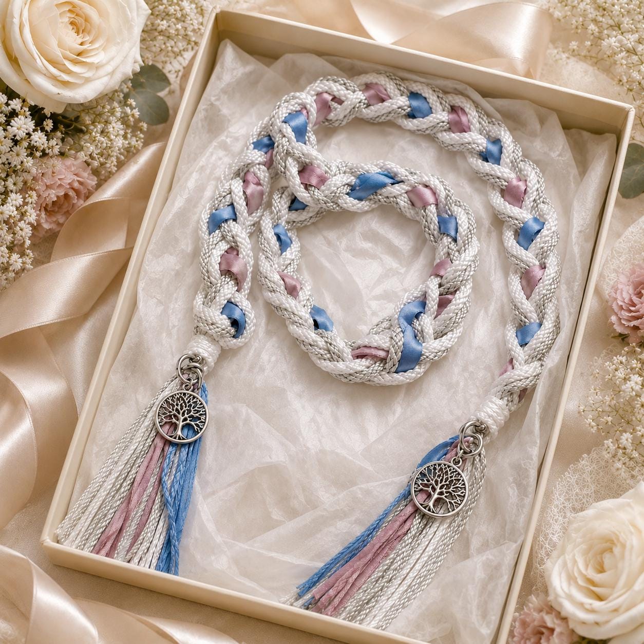 Personalized Woven Handfasting Cord, Celtic Wedding Unity Rope, Tie The Knot Ceremony Keepsake