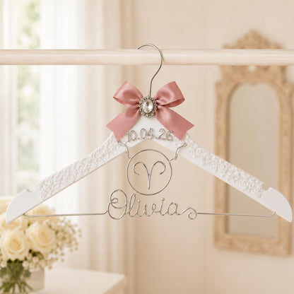 Personalized Zodiac Wedding Hanger – close-up product detail