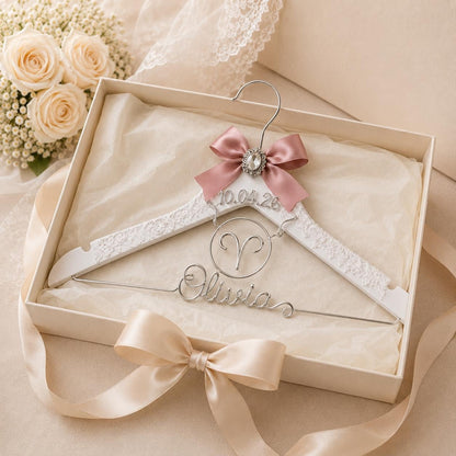 Personalized Zodiac Wedding Hanger – size and style reference
