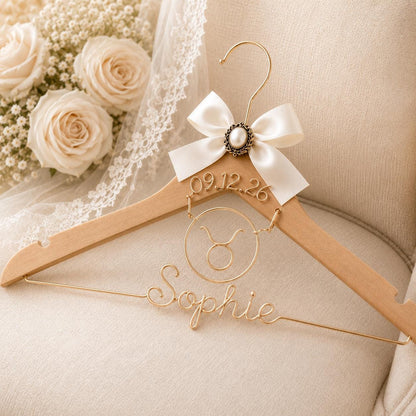Personalized Zodiac Wedding Hanger – close-up product detail