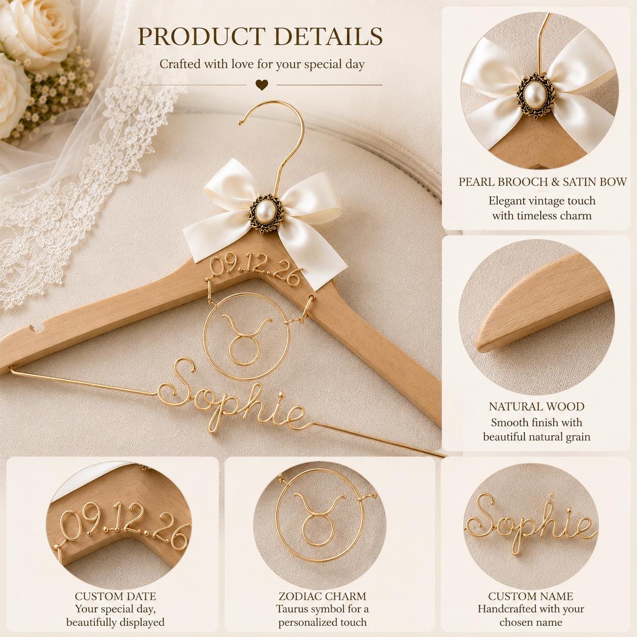 Personalized Zodiac Wedding Hanger - BOYOGO personalized gift