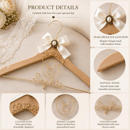 Personalized Zodiac Wedding Hanger – handmade design detail