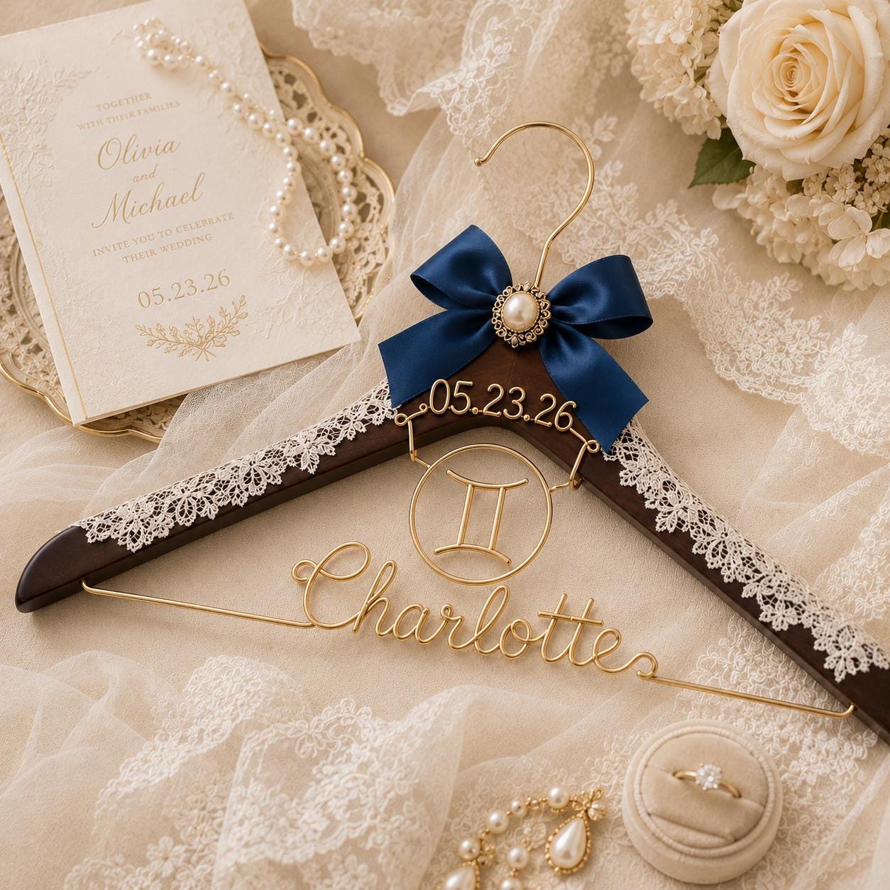 Personalized Zodiac Wedding Hanger - BOYOGO personalized gift