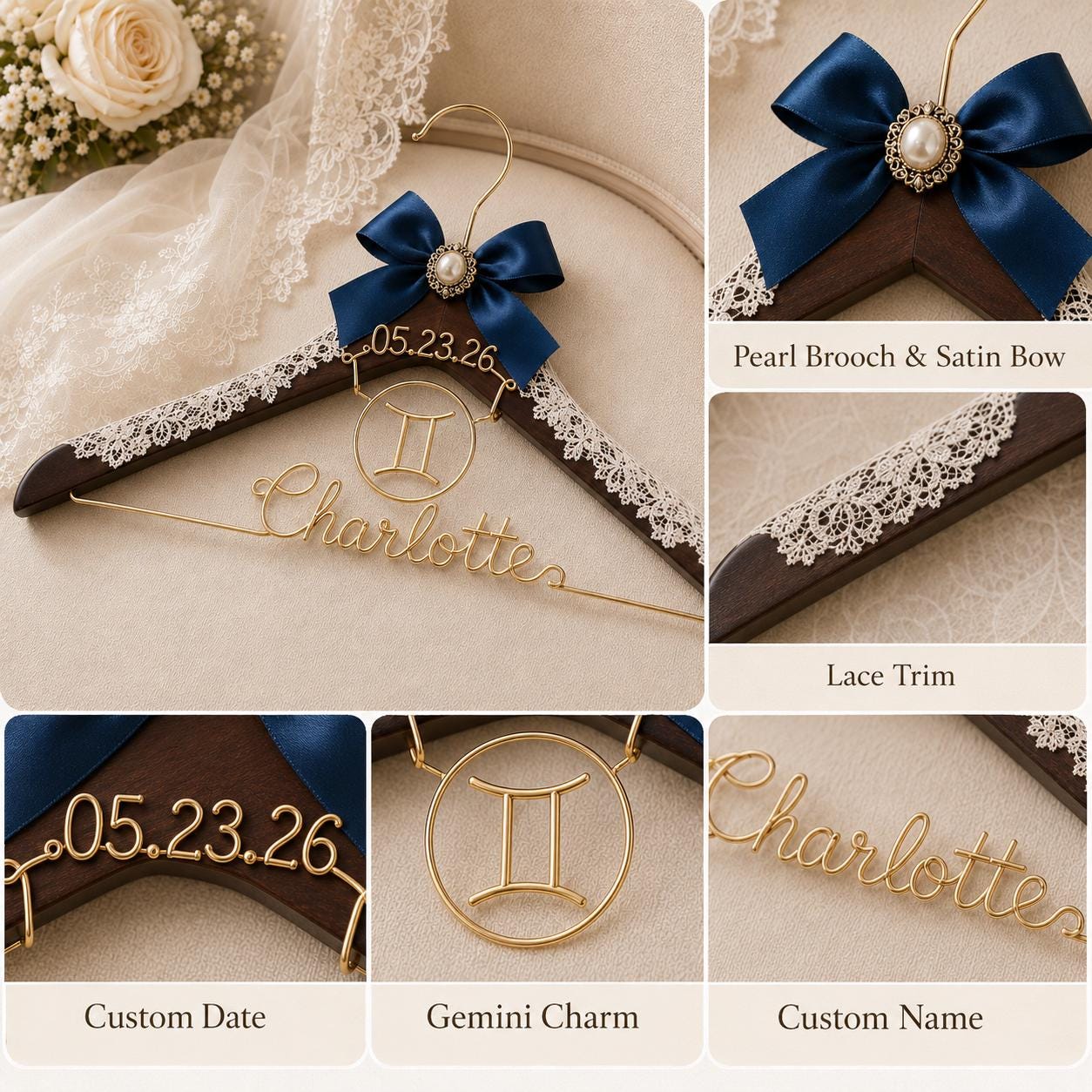 Personalized Zodiac Wedding Hanger - BOYOGO personalized gift