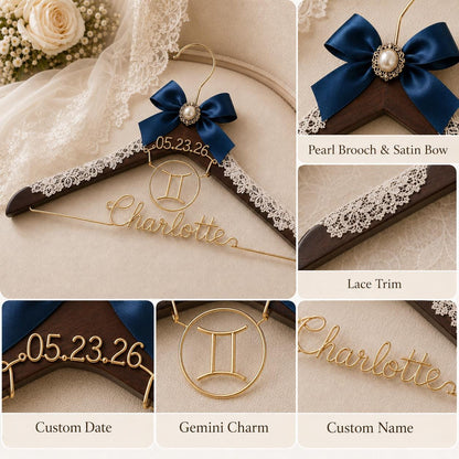 Personalized Zodiac Wedding Hanger – handmade design detail