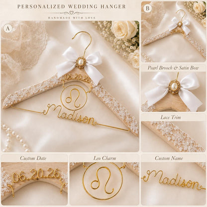 Personalized Zodiac Wedding Hanger – handmade design detail
