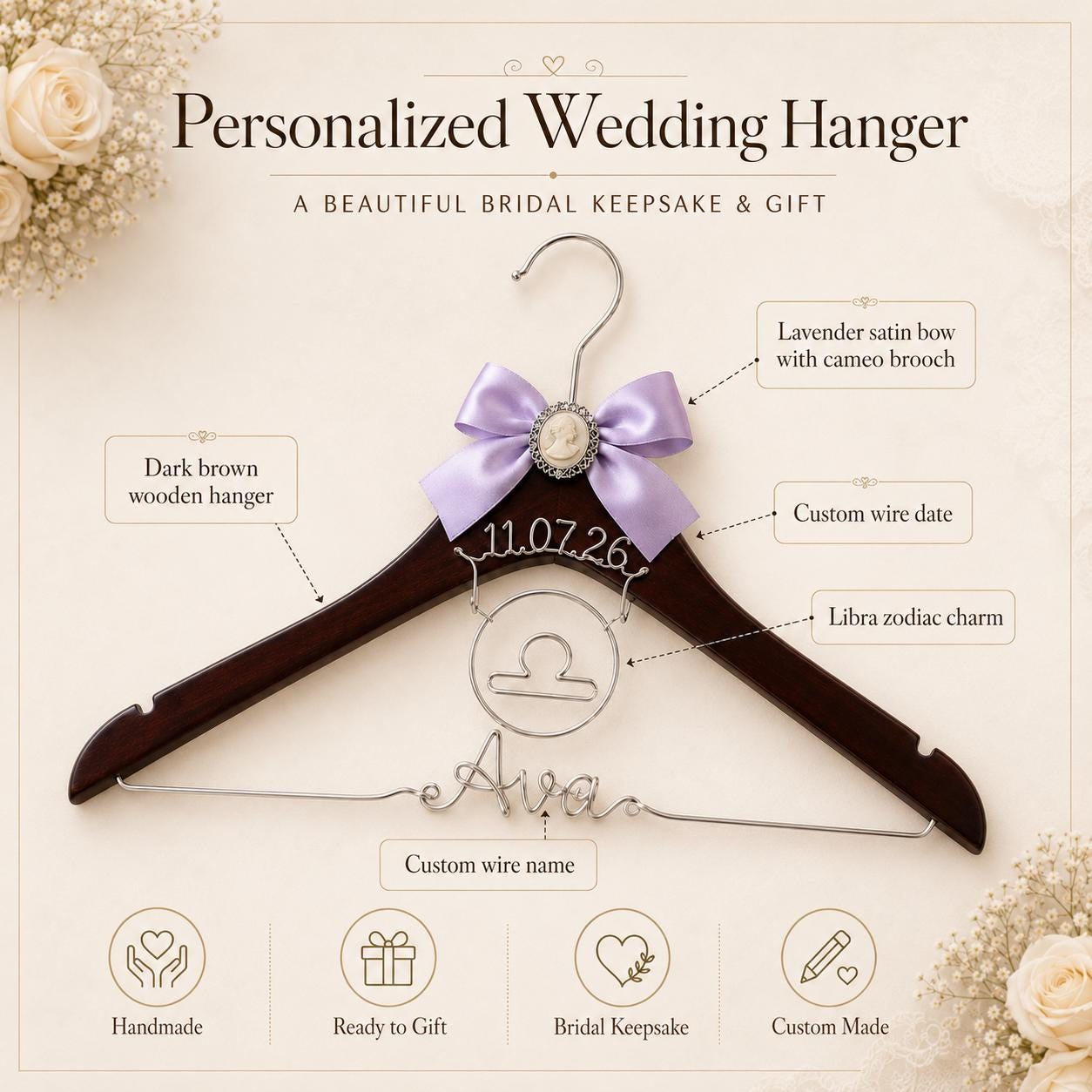 Personalized Zodiac Wedding Hanger - BOYOGO personalized gift
