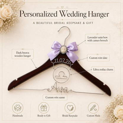 Personalized Zodiac Wedding Hanger – handmade design detail