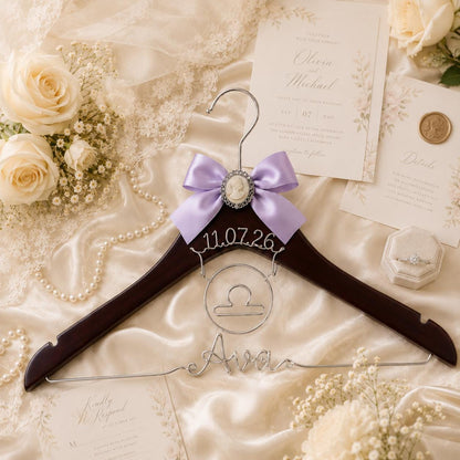 Personalized Zodiac Wedding Hanger – personalization and design detail