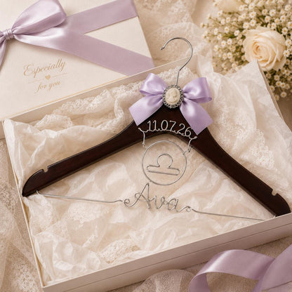 Personalized Zodiac Wedding Hanger – material and finish detail