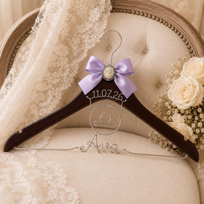 Personalized Zodiac Wedding Hanger – close-up product detail