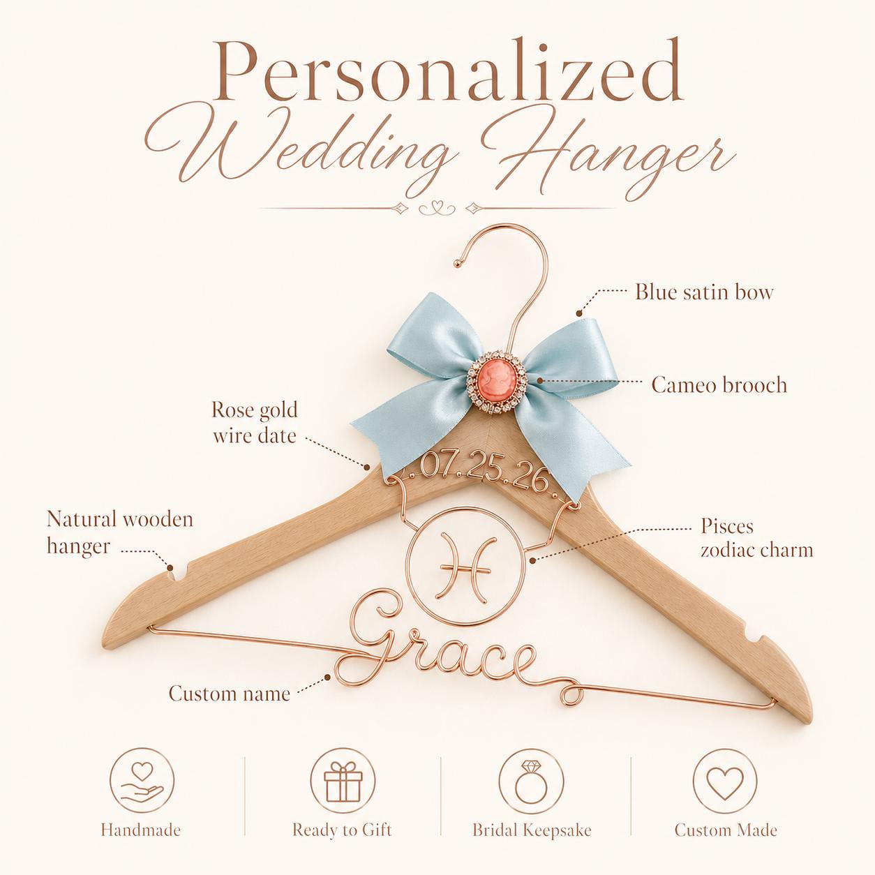 Personalized Zodiac Wedding Hanger - BOYOGO personalized gift