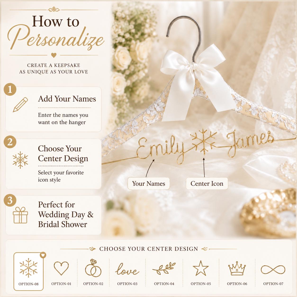 Personalized Bridal Hanger with Wire Name - BOYOGO personalized gift