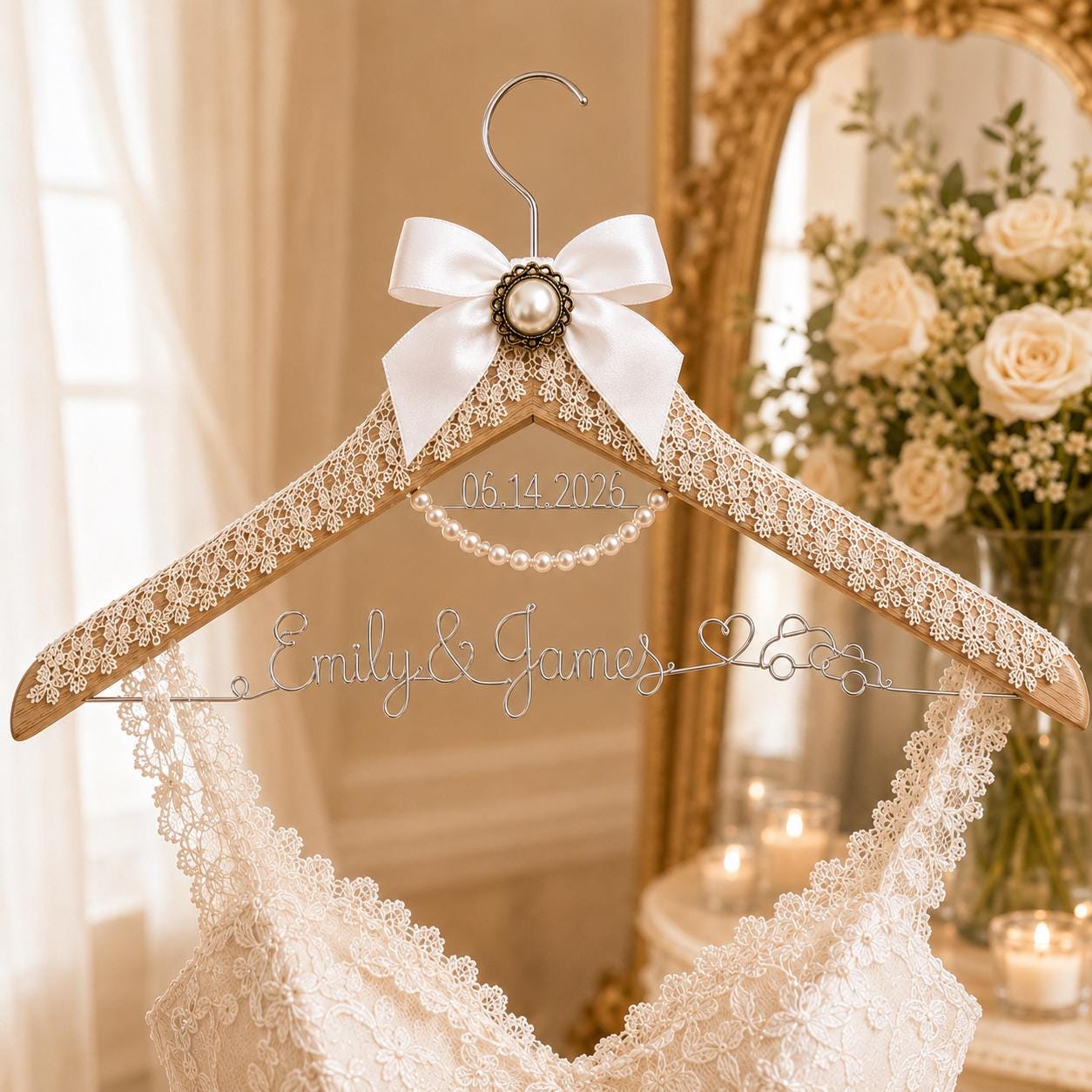 Personalized Bridal Hanger with Wire Name - BOYOGO personalized gift main image