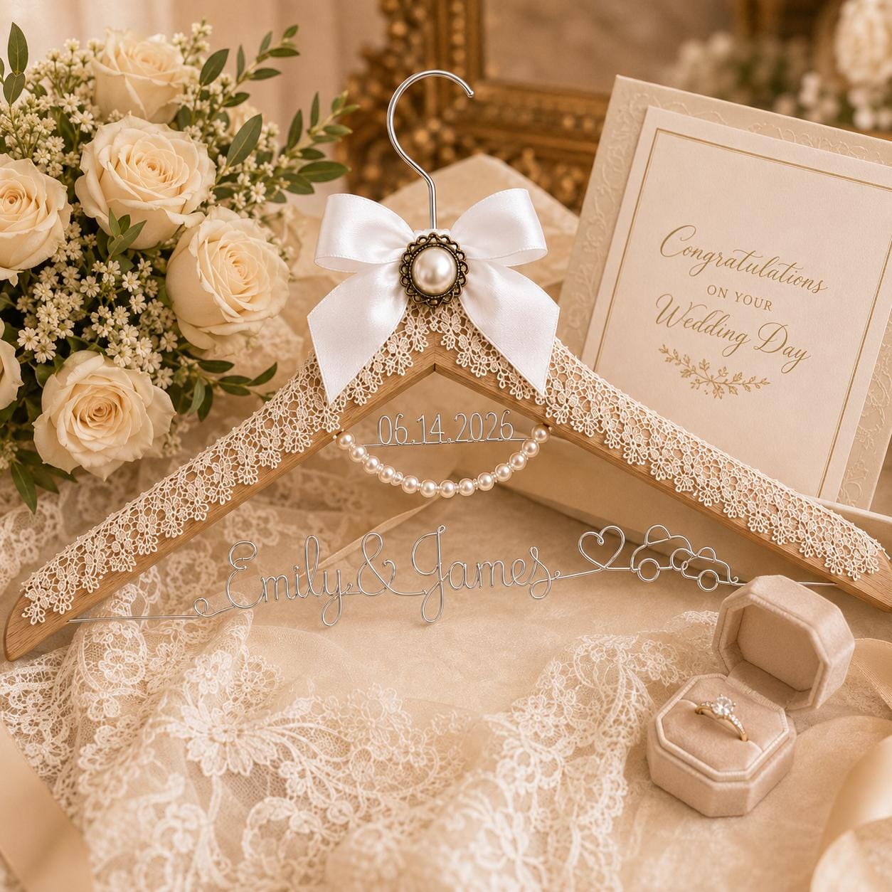 Personalized Bridal Hanger with Wire Name - BOYOGO personalized gift