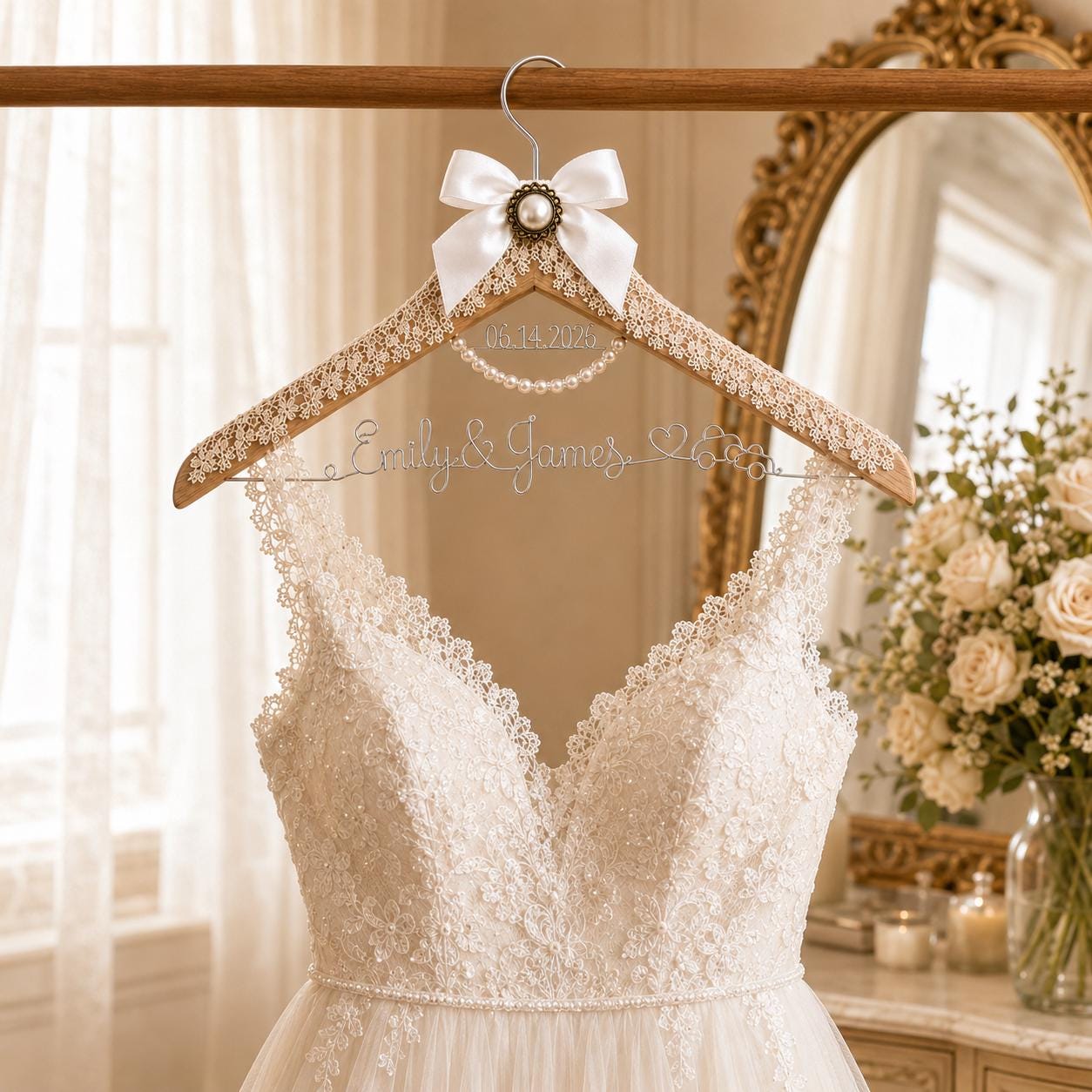 Personalized Bridal Hanger with Wire Name - BOYOGO personalized gift