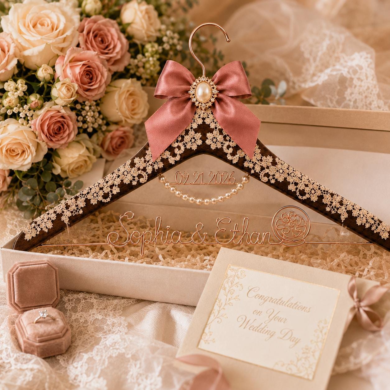Personalized Bridal Hanger with Wire Name - BOYOGO personalized gift main image