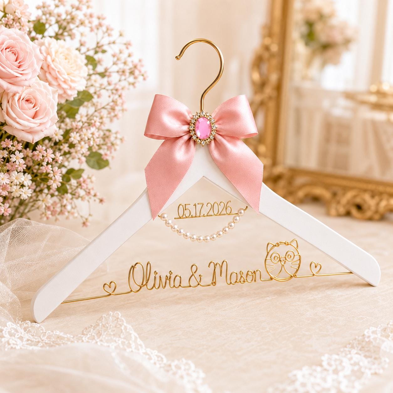 Personalized Bridal Hanger with Wire Name - BOYOGO personalized gift